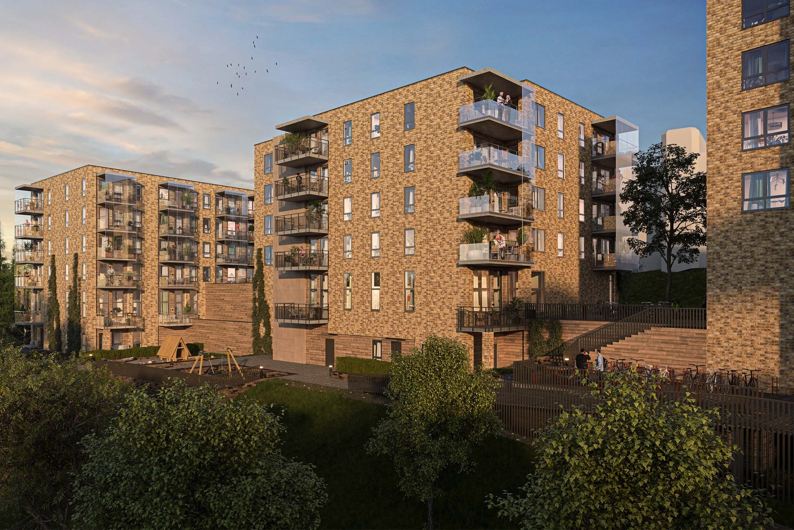 Illustrasjon - Hus 3 og 4. Nordvest Galleribilde