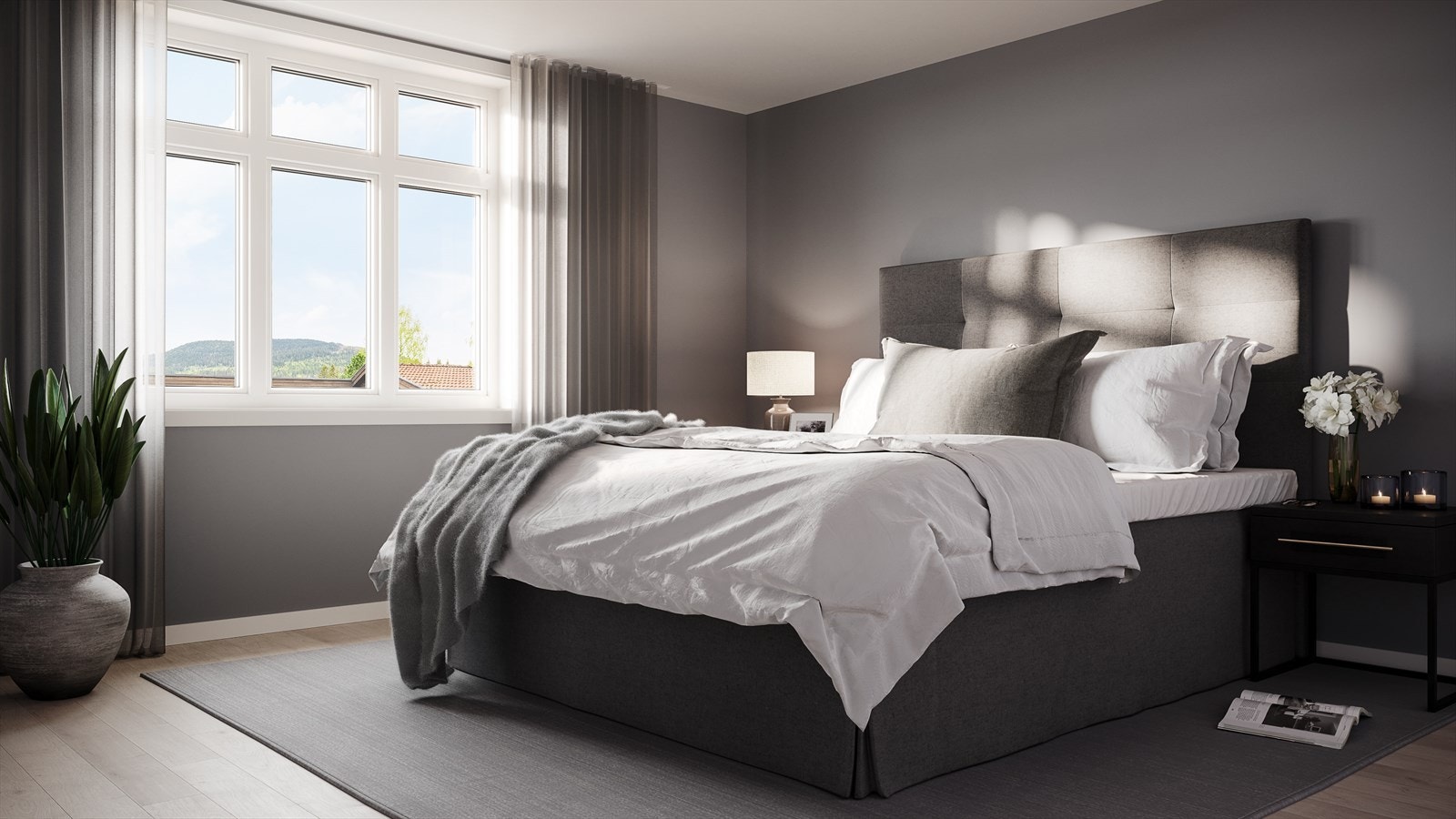 Leilighetene vil ha mellom 1 og 3 soverom. Alle med plass til dobbeltseng og skap. Illustrasjonsfoto. Galleribilde