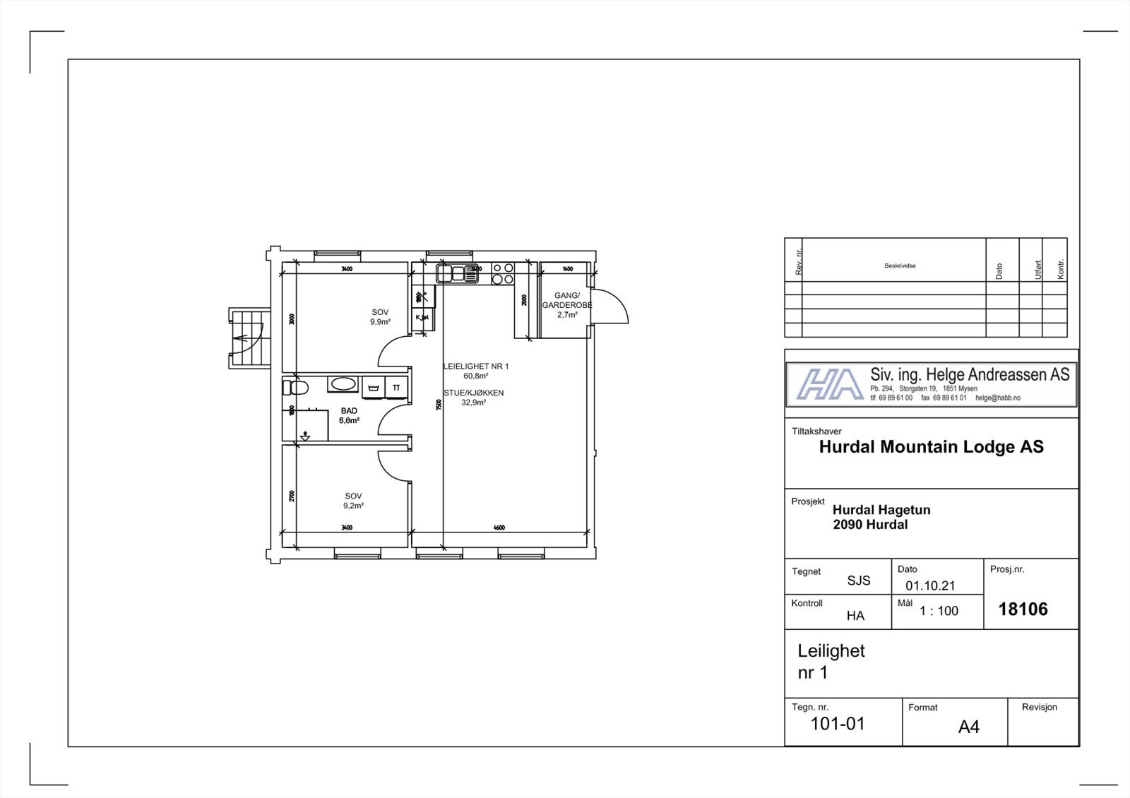 Leilighet 1 Plantegning Galleribilde