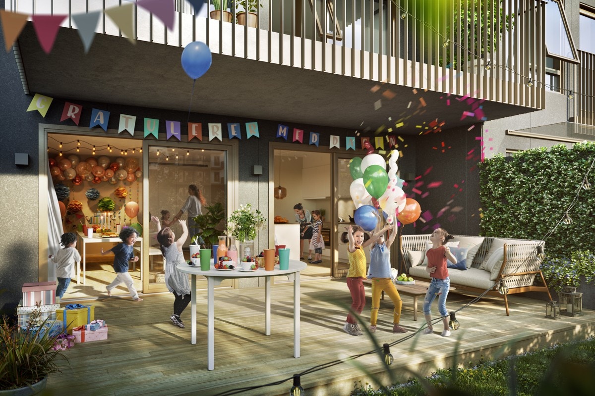 Felleslokale med gjesterom er planlagt i Hus D, til felles glede for alle beboere i MIDT Galleribilde