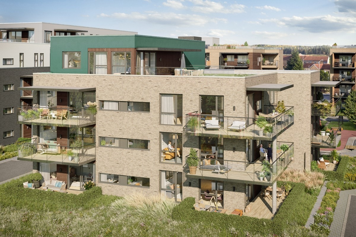 Fasade mot vest Hus D. Bildet er kun ment som illustrasjon. Galleribilde