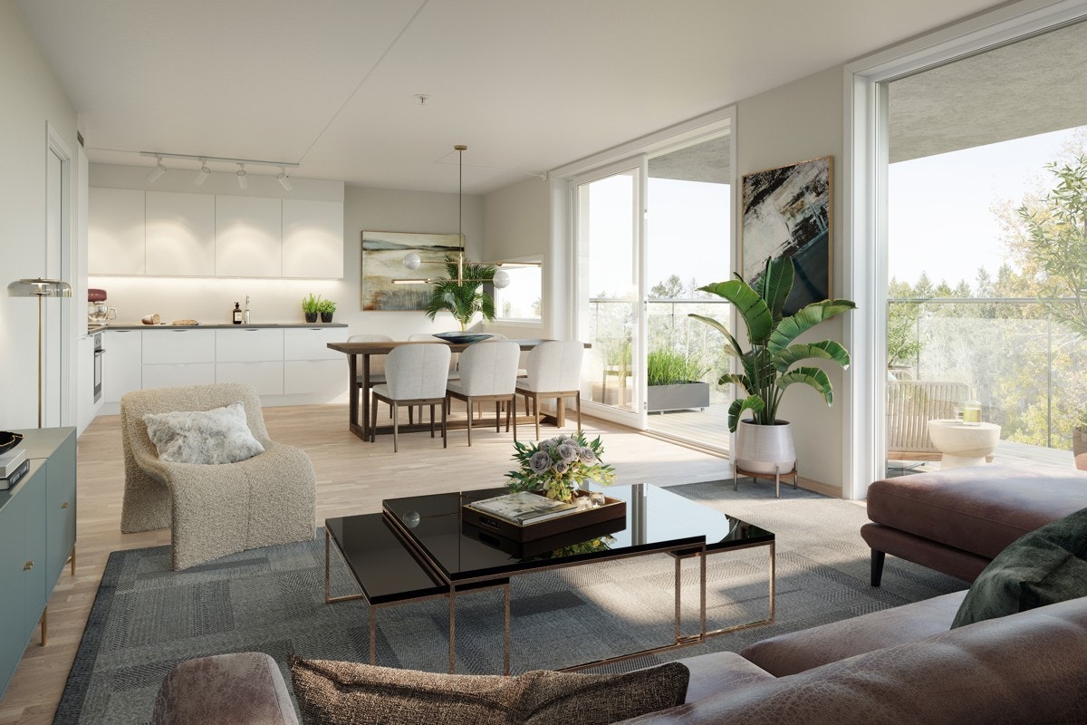 Leil. D3027, lys romslig stue og kjøkken fra HTH. Bildet er kun ment som illustrasjon. Galleribilde