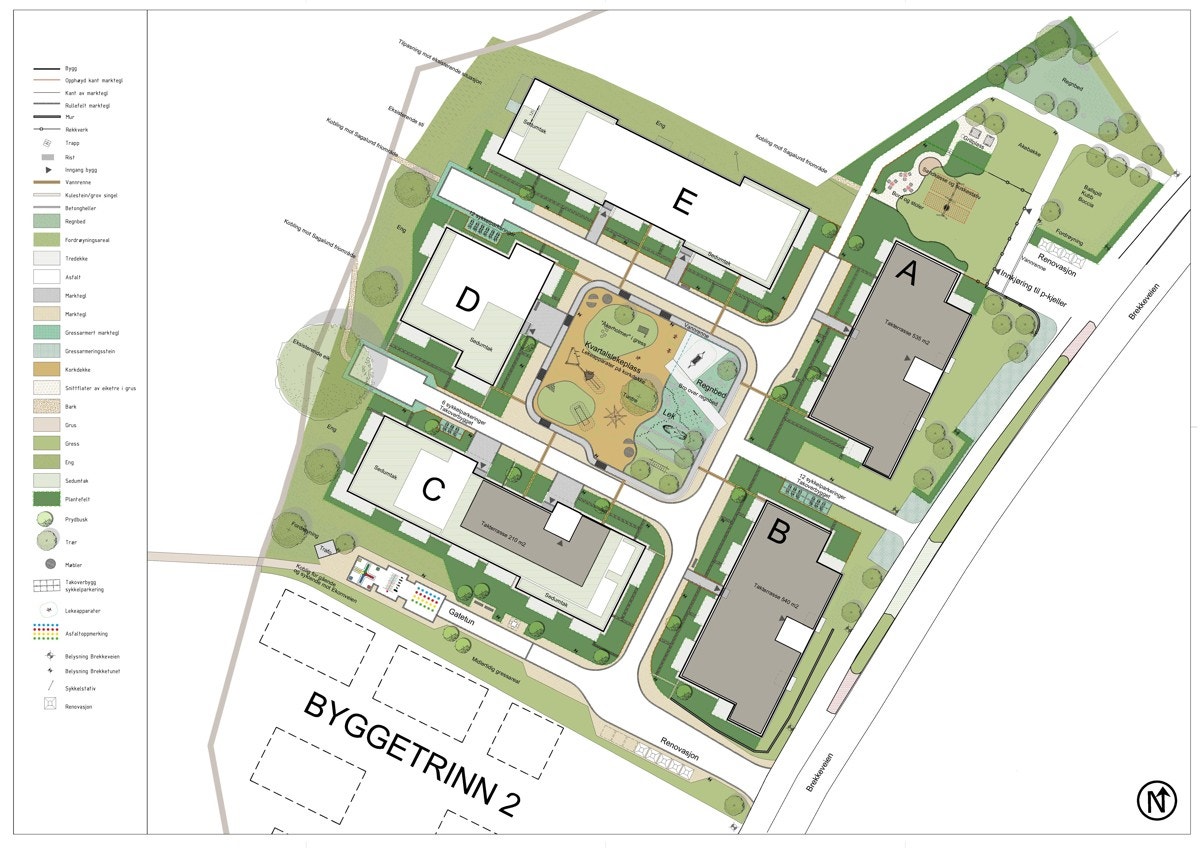 Brekketunet - foreløpig utomhusplan. Endringer kan forekomme Galleribilde