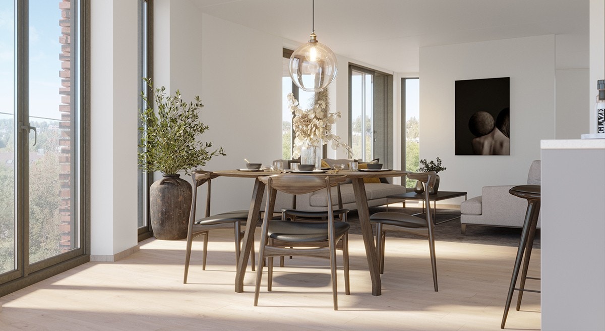 Lyse, fine rom - toppleilighetene har mulighet for peisovn Galleribilde