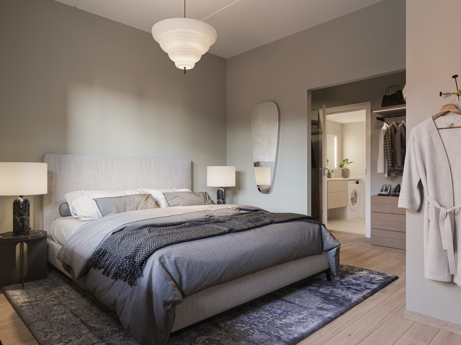 Lunt soverom, med walk in closet og eget bad Galleribilde