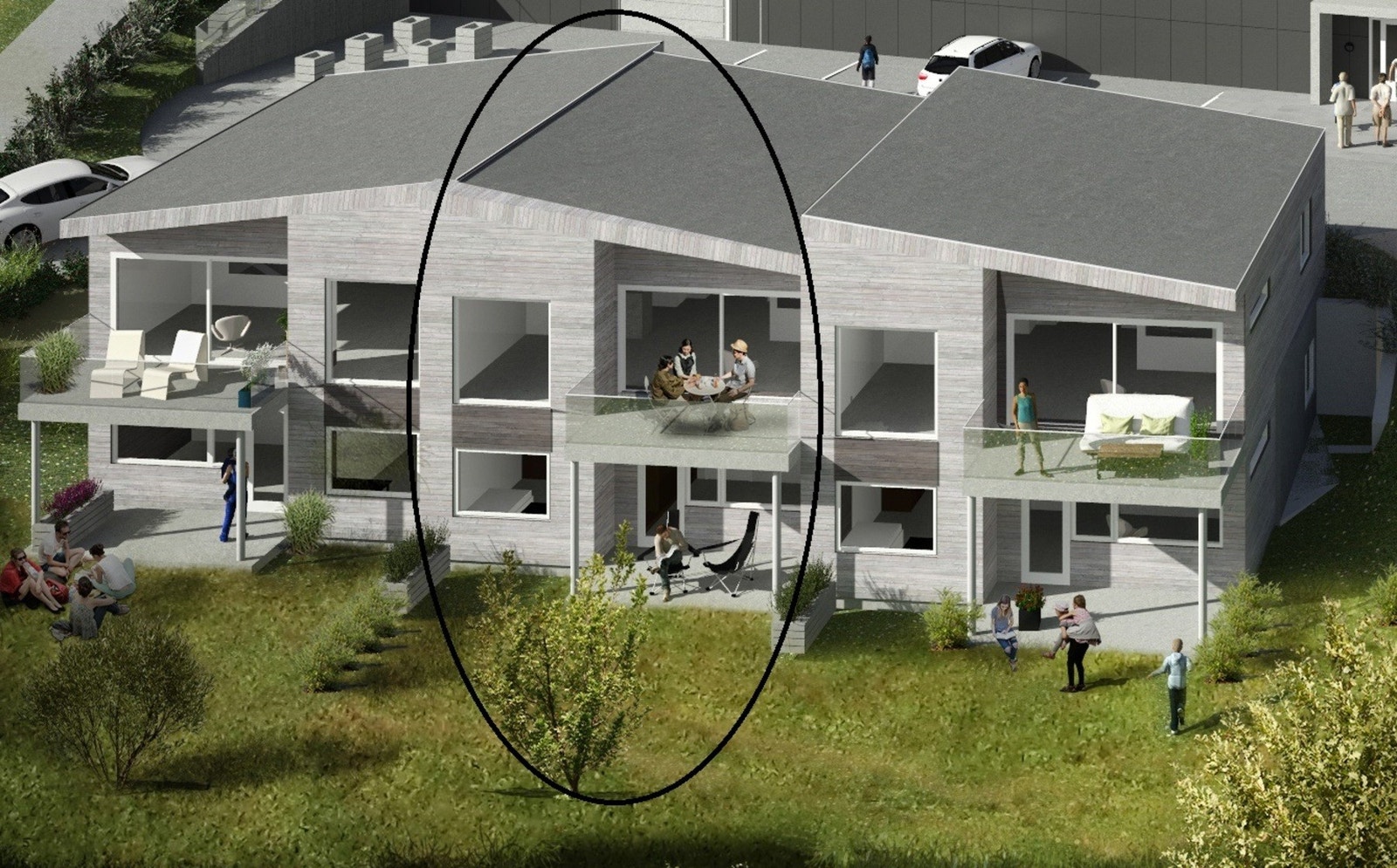 Fint rekkehus med lett adkomst, balkong og markterrasse Galleribilde