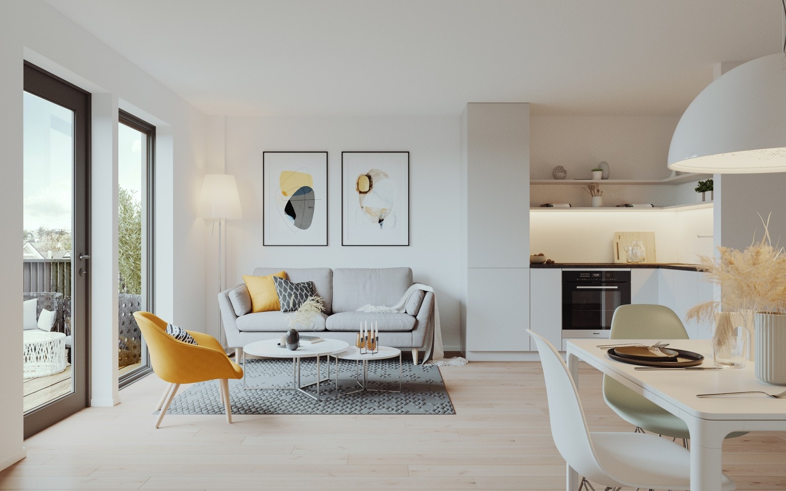 Alle leilighetene ligger i 2. etasje og oppover. Parkett på gulv og sparklet, malt gips er standard. Galleribilde