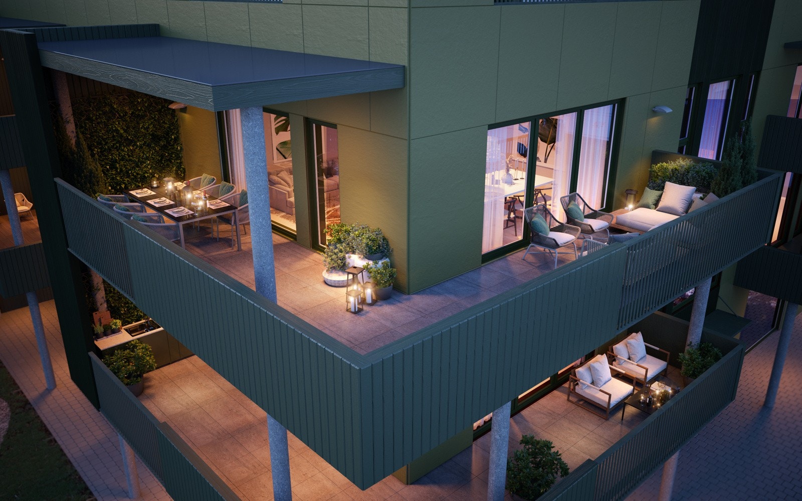 Bygget blir bestående av 13 leiligheter fra 38-160m², felles oppholdsrom på 150m kvm og takterrasse, samt et selvstendig næringslokale. Galleribilde