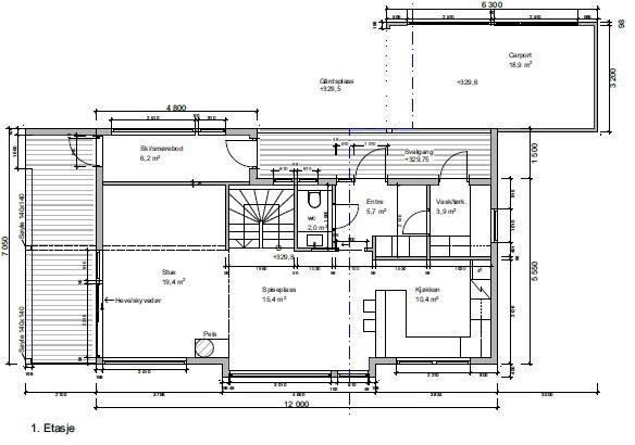 Plantegning 1. etasje Galleribilde
