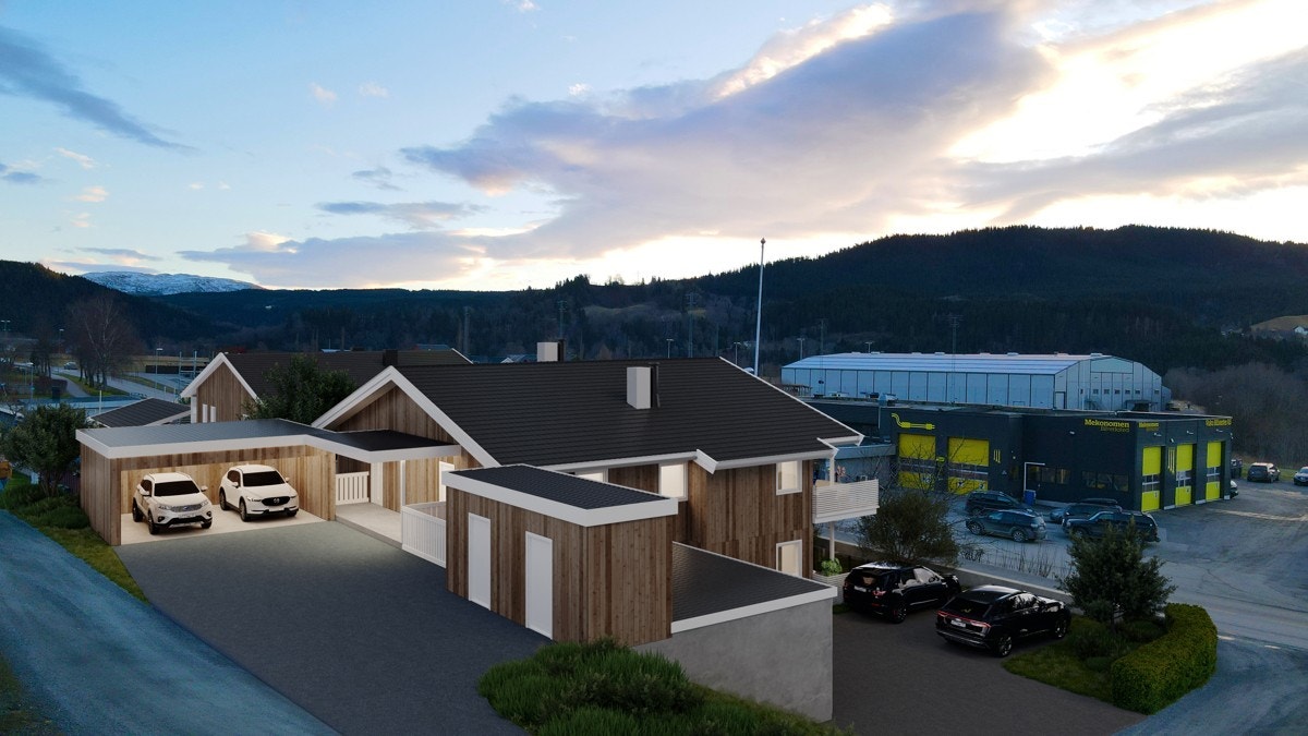 Unikt for prosjektet er at alle leiligheter får trappeløs adkomst, leilighetene har hver sin carport og bod like utenfor inngangsdøren. (Illustrasjon, avvik kan forekomme). Galleribilde