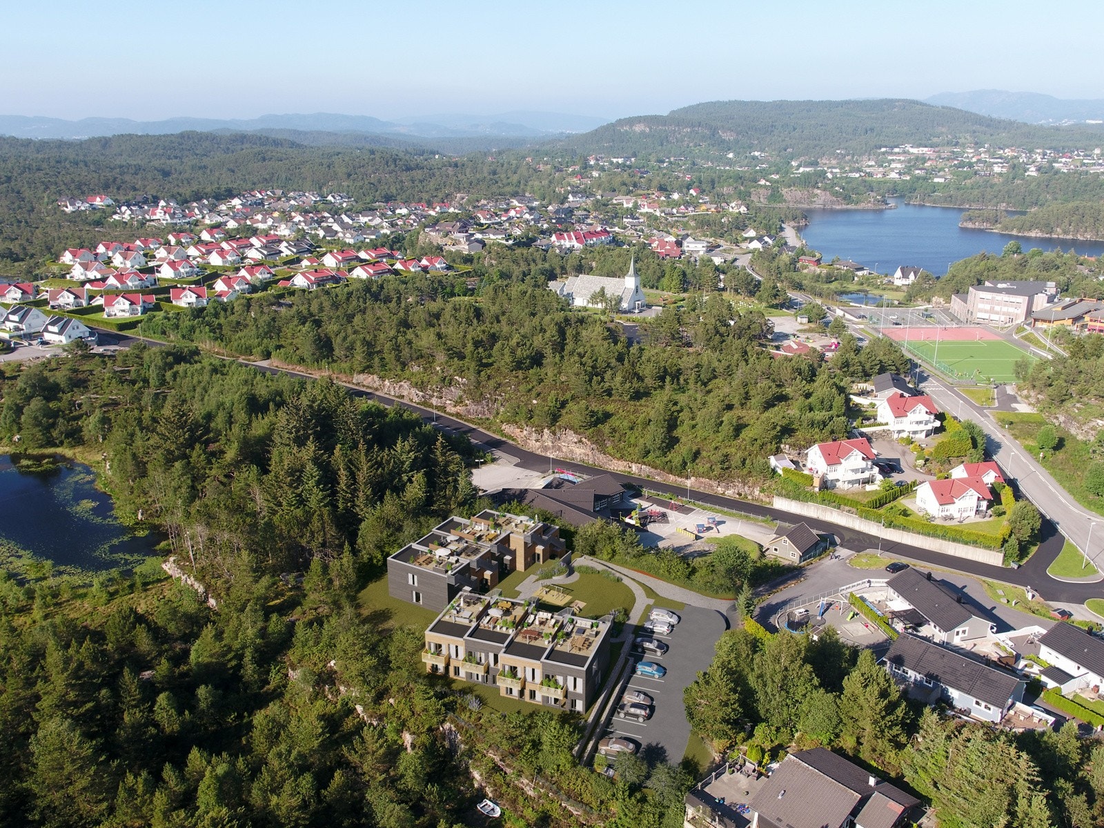Barnevennlig beliggenhet med umiddelbar nærhet til natur, barnehage, skole og idrettsplass. Galleribilde