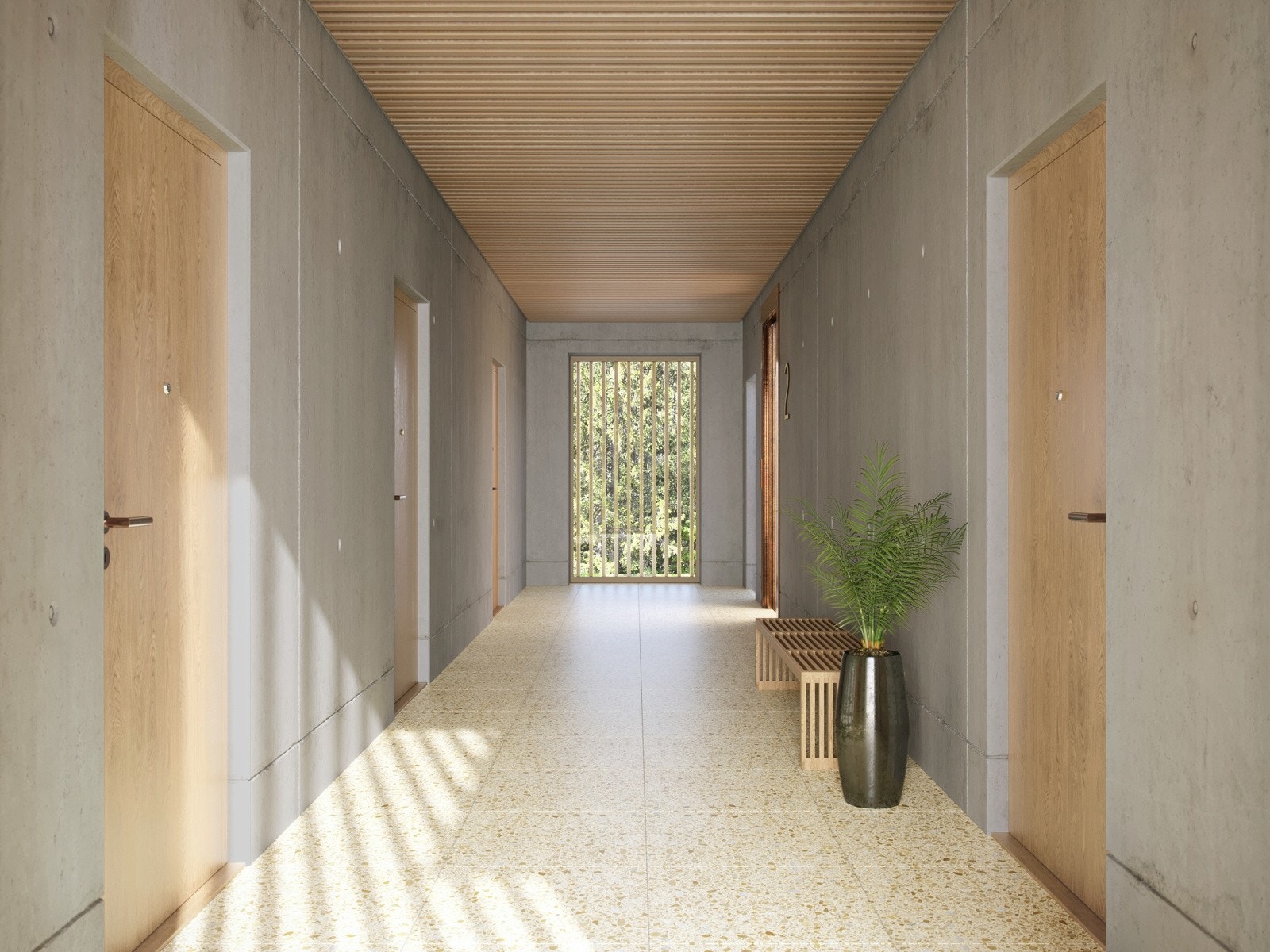 Felles korridor i Hus 3 - Kun ment som illustrasjon. Avvik vil forekomme. Galleribilde