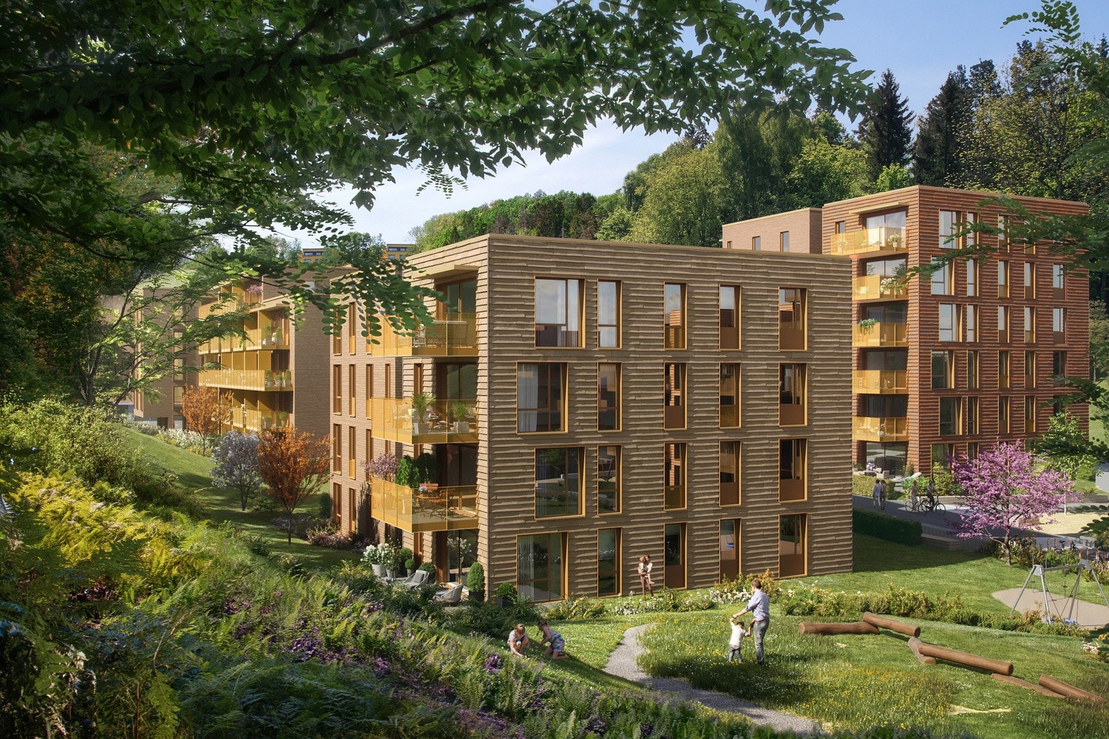 For å skape liv og variasjon, er byggene i varierende størrelser og høyder fra 4 til 6 etasjer - Bildet er ment som en illustrasjon og avvik kan forekomme Galleribilde