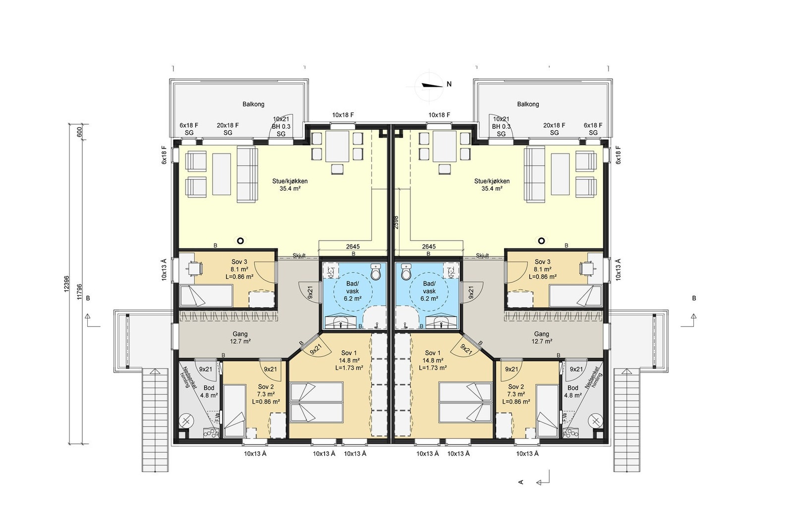 Plantegninger for 2. etasje Galleribilde