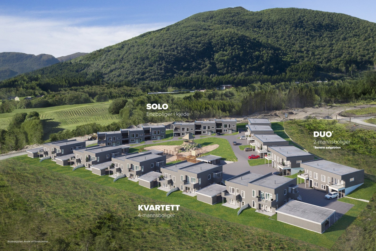 Leilighetene ligger helt vest i feltet og får fin utsikt og gode solforhold Galleribilde