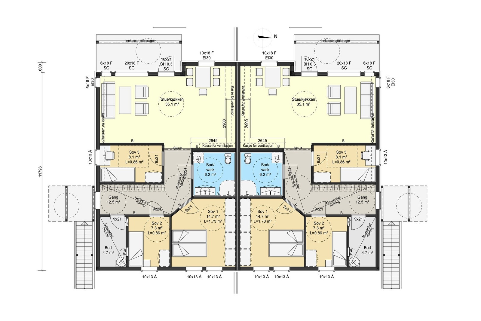 Plantegninger for 1. etasje Galleribilde