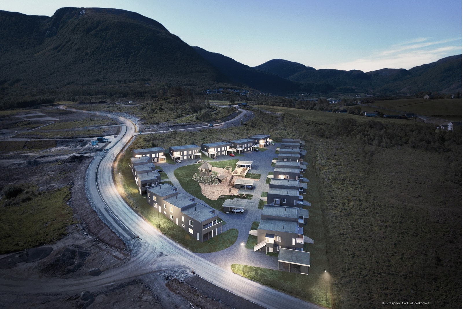 Lauvåsengrenda ligger i starten av Lauvåsen Boligfelt mellom Moakrysset og Malmefjorden like ved Sylte Skule Galleribilde