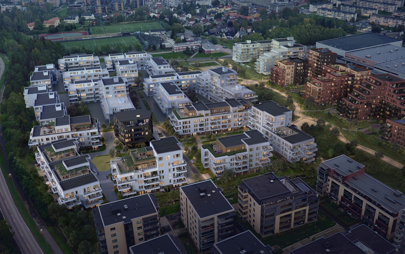 Skårerbyen vil over tid bestå av ca 1100 boliger Galleribilde