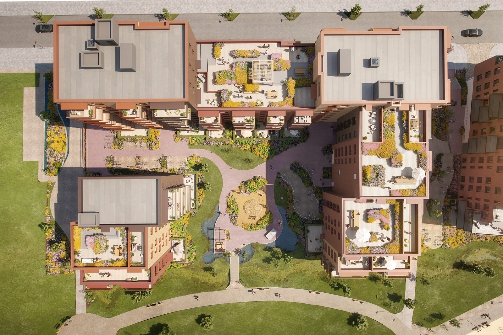 Felles takterrasser, en for hver oppgang Galleribilde