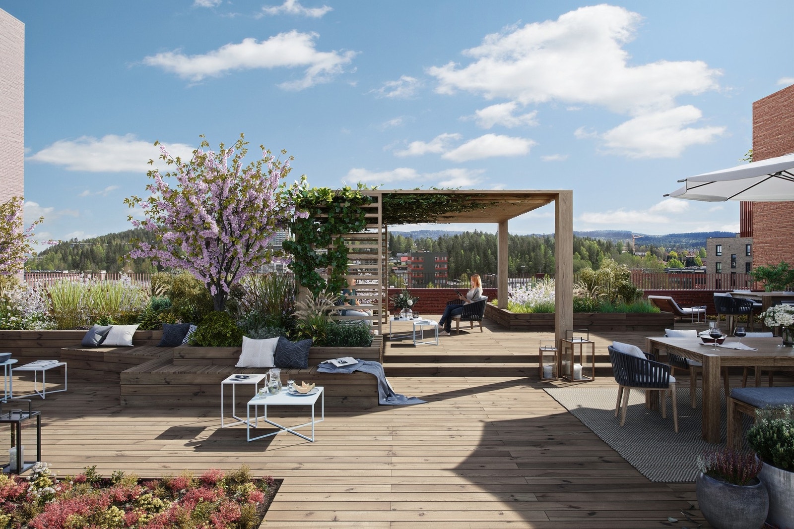 Felles takterrasser, en for hver oppgang Galleribilde