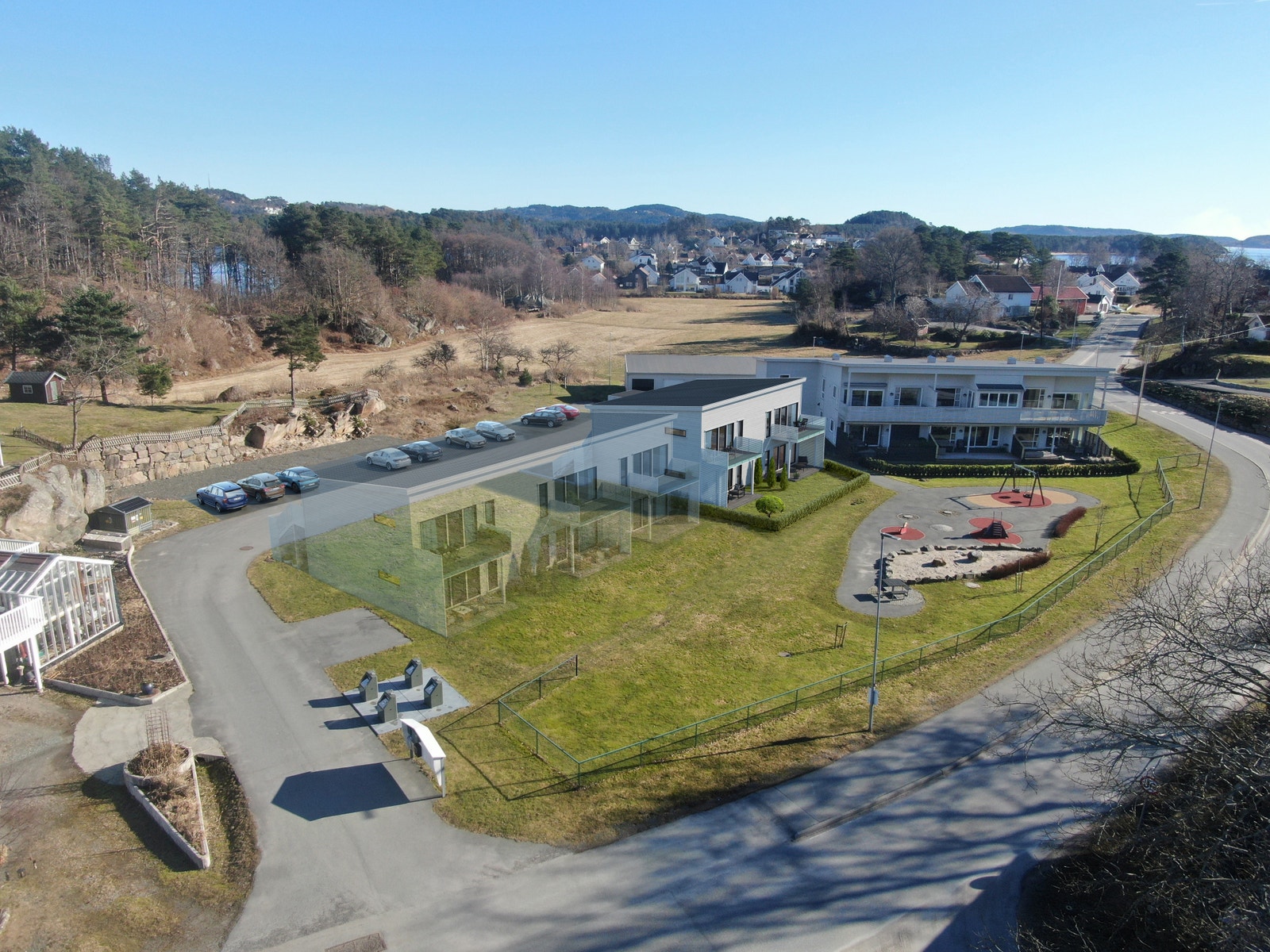 Illustrasjon av område med neste og siste byggetrinn Galleribilde