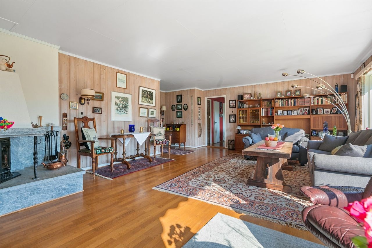 Romslig stue med peisovn Galleribilde