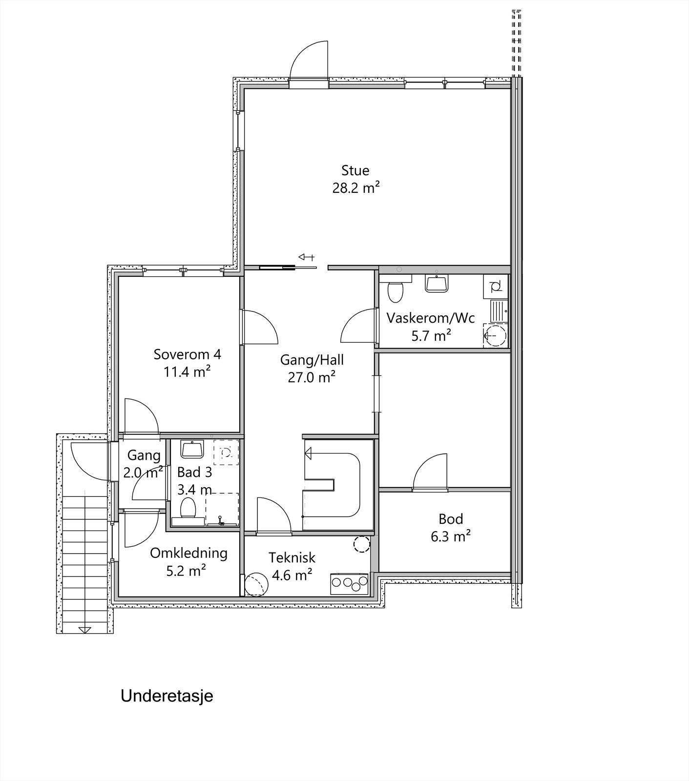 Plantegning underetasje. Galleribilde