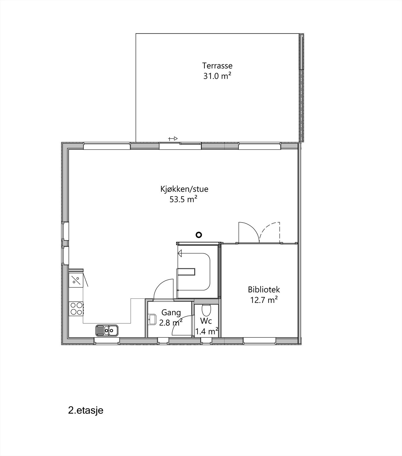 Plantegning 2. etasje. Galleribilde