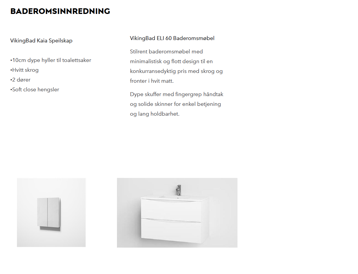 Illustrasjonstegning av materiale som vil bli benyttet på baderom Galleribilde