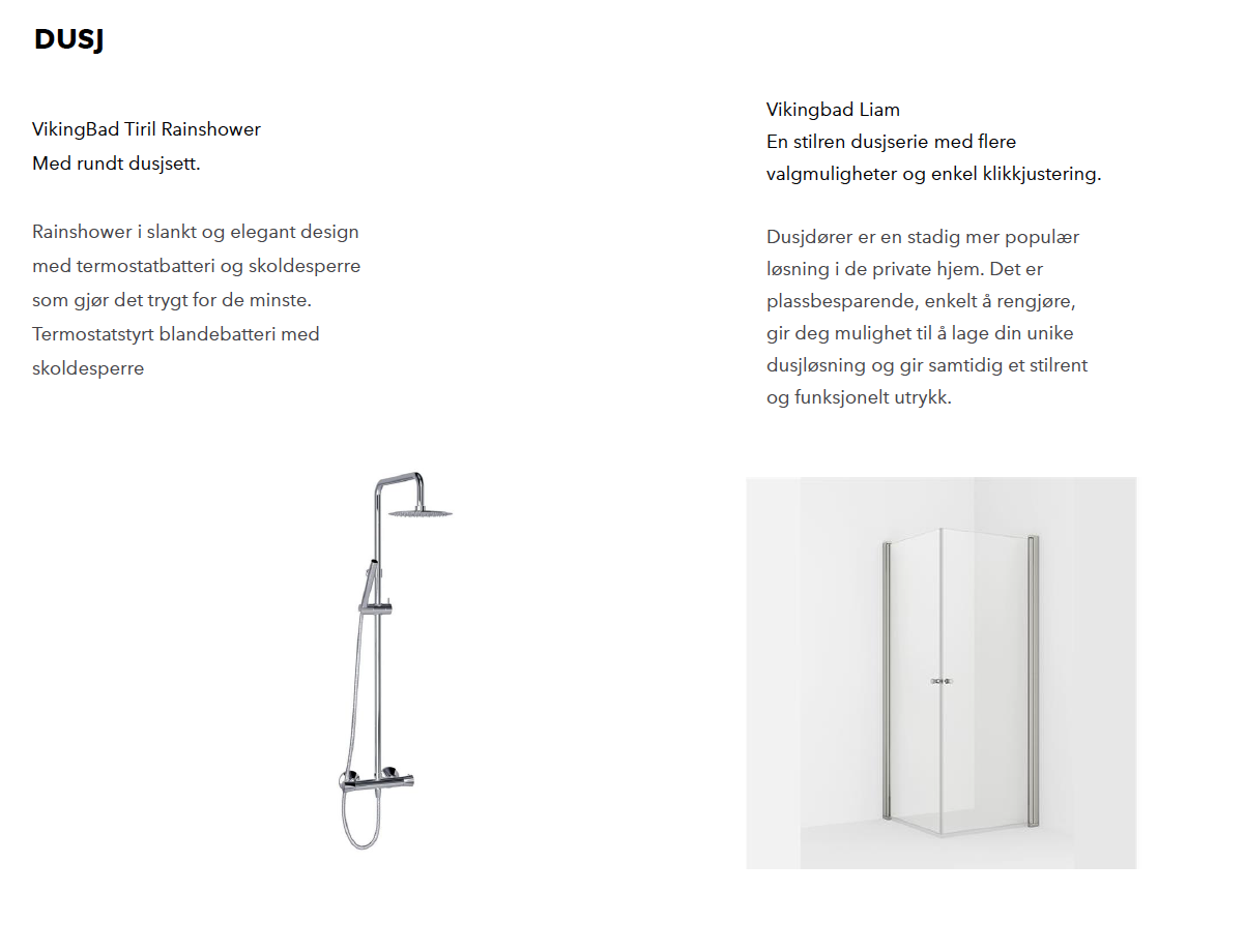 Illustrasjonstegning av materiale som vil bli benyttet på baderom Galleribilde