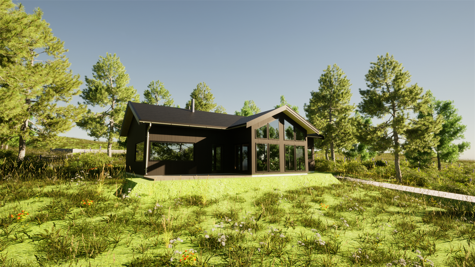 Bildet er en illustrasjon - Bildet kan avvike fra ferdig leveranse - Det opplyses om at nabohytter ikke er tegnet inn på bildet og at interessenter bes gjøre kjent med området og nærliggende bebyggelse Galleribilde