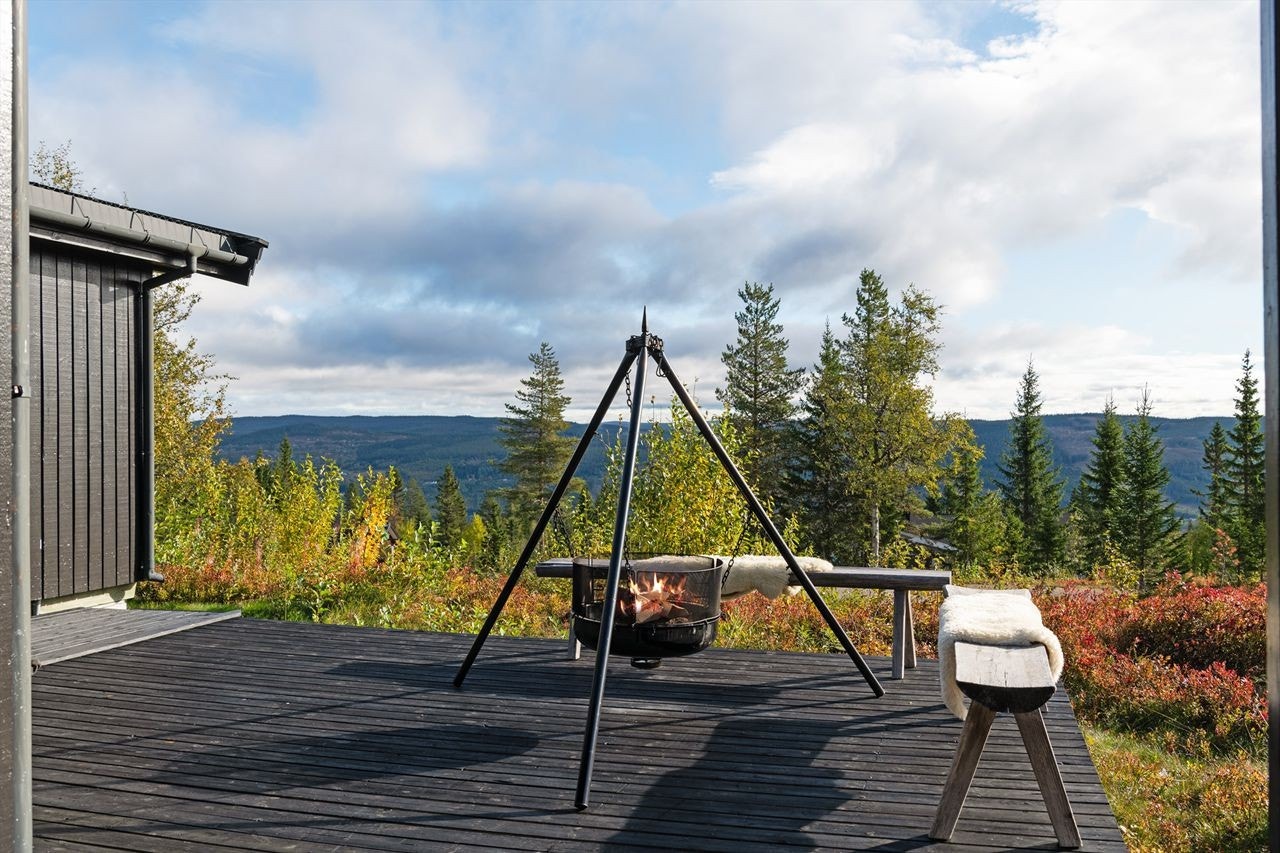 Flott og vid utsikt østover fra terrassen Galleribilde