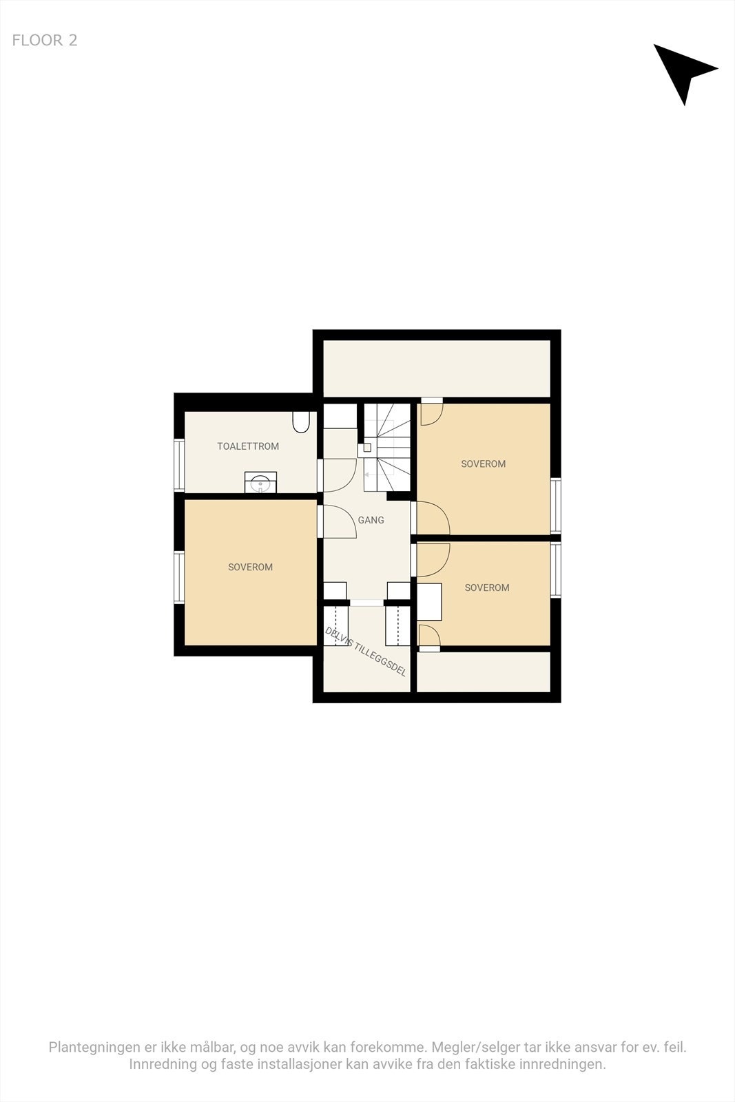 Det er fire kott i 2. etasje. De to siste er bak henholdvis toalettrommet og bak soverommet. Galleribilde