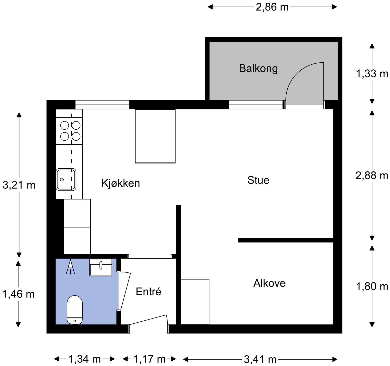 Planskisse over leiligheten. Galleribilde