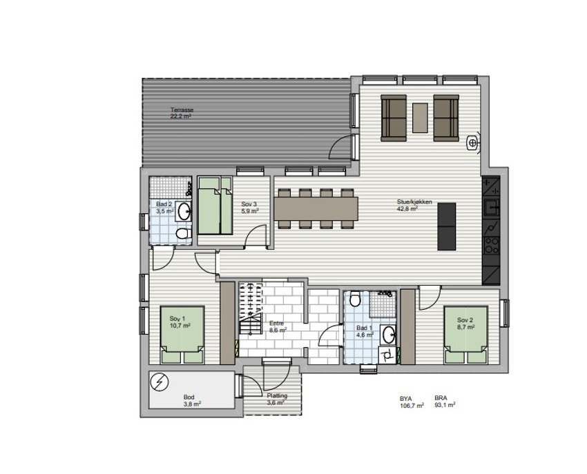 Plantegning første etasje. Galleribilde