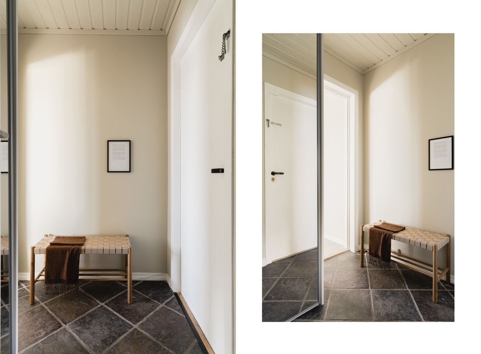 Entréen måler 2,9 kvm og har god plass til å henge fra deg yttertøy. Her har du også varmekabler i gulv. Galleribilde