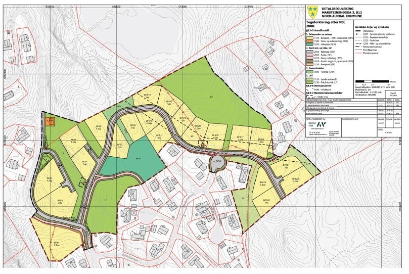 Oversikt over alle tomtene på feltet (lånt av Nord-Aurdal kommune) Galleribilde