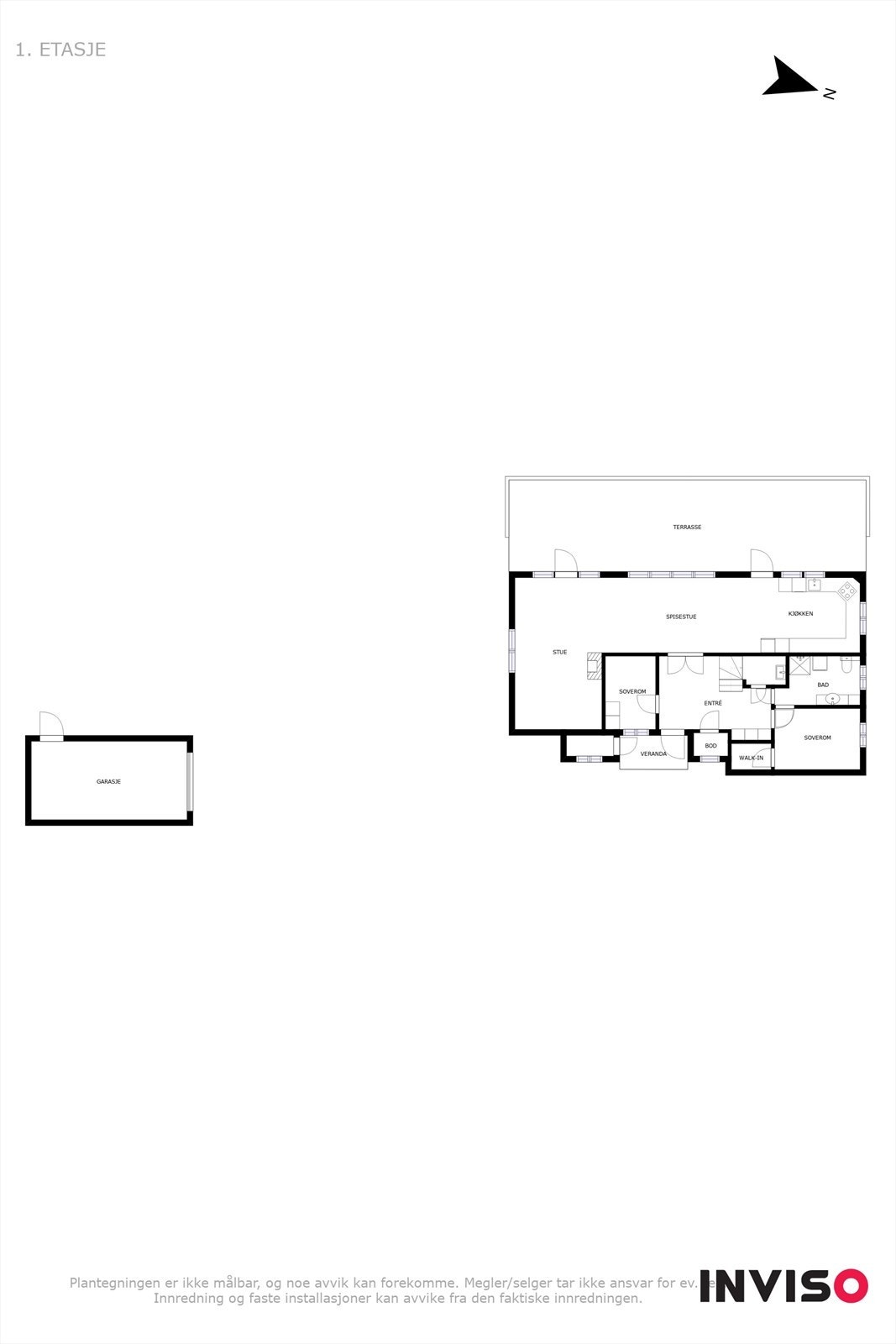 Plantegning 1. etasje og garasje Galleribilde