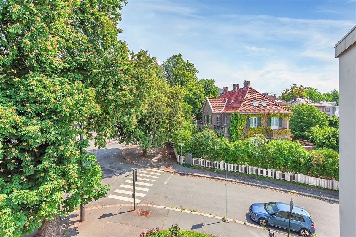 Det er flott og frodig rundt bygården med flotte kastanjetær (bilde tatt på sommerstid). Galleribilde