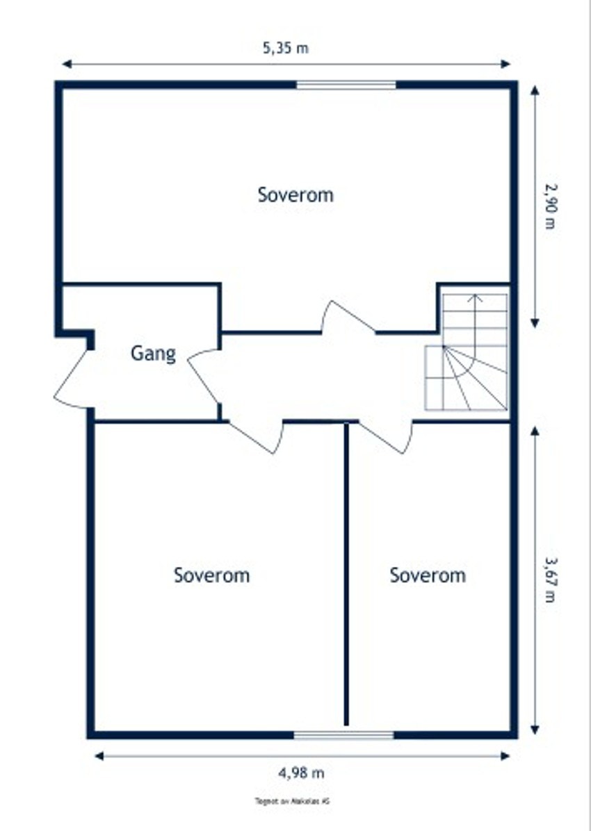 Alternativ plantegning med tre soverom. Galleribilde