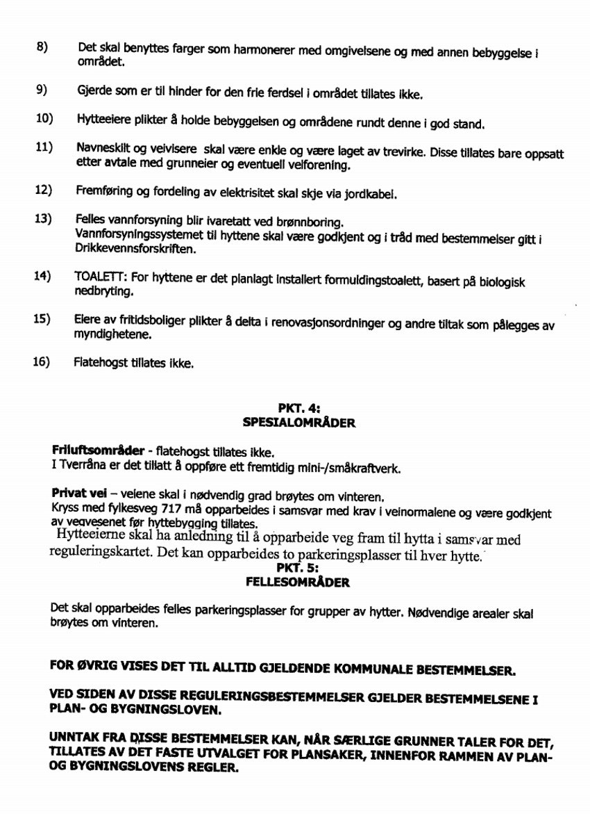 Reguleringsbestemmelser Galleribilde