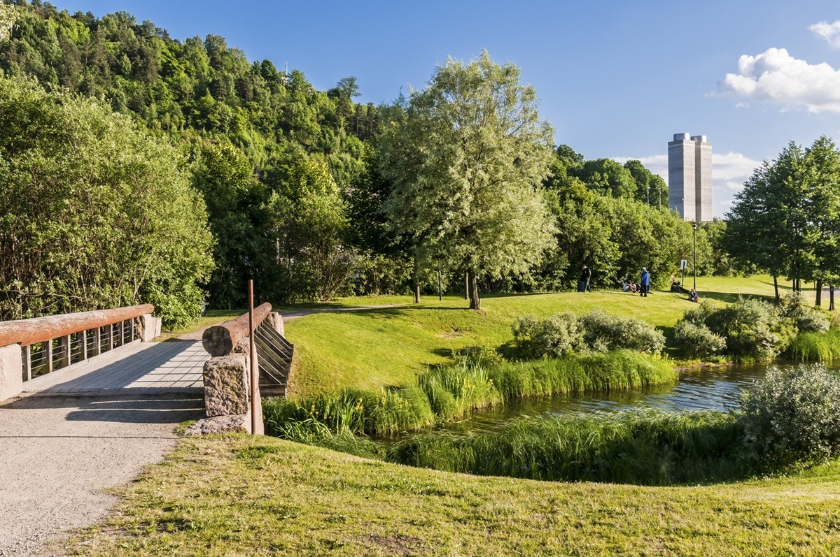 Du finner en rekke av byens grønne lunger i rusleavstand, som for eksempel Middelalderparken som er skillet mellom Gamlebyen og den nye fjordbyen Bjørvika., Galleribilde
