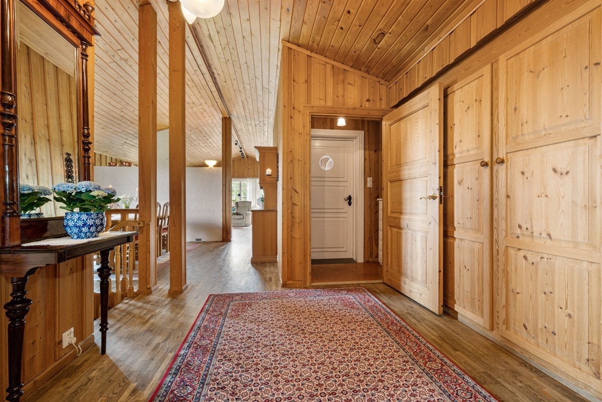 Hall. Vindfanget rett fram i bilde. Galleribilde