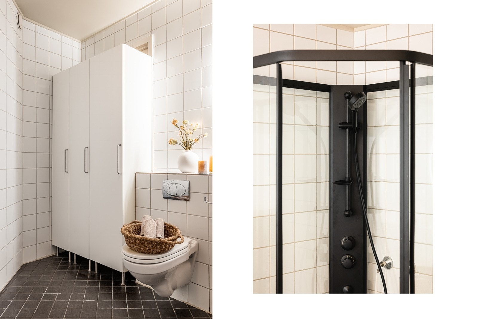 Det er termostatstyrte varmekabler på gulv og opplegg for vaskemaskin. Galleribilde