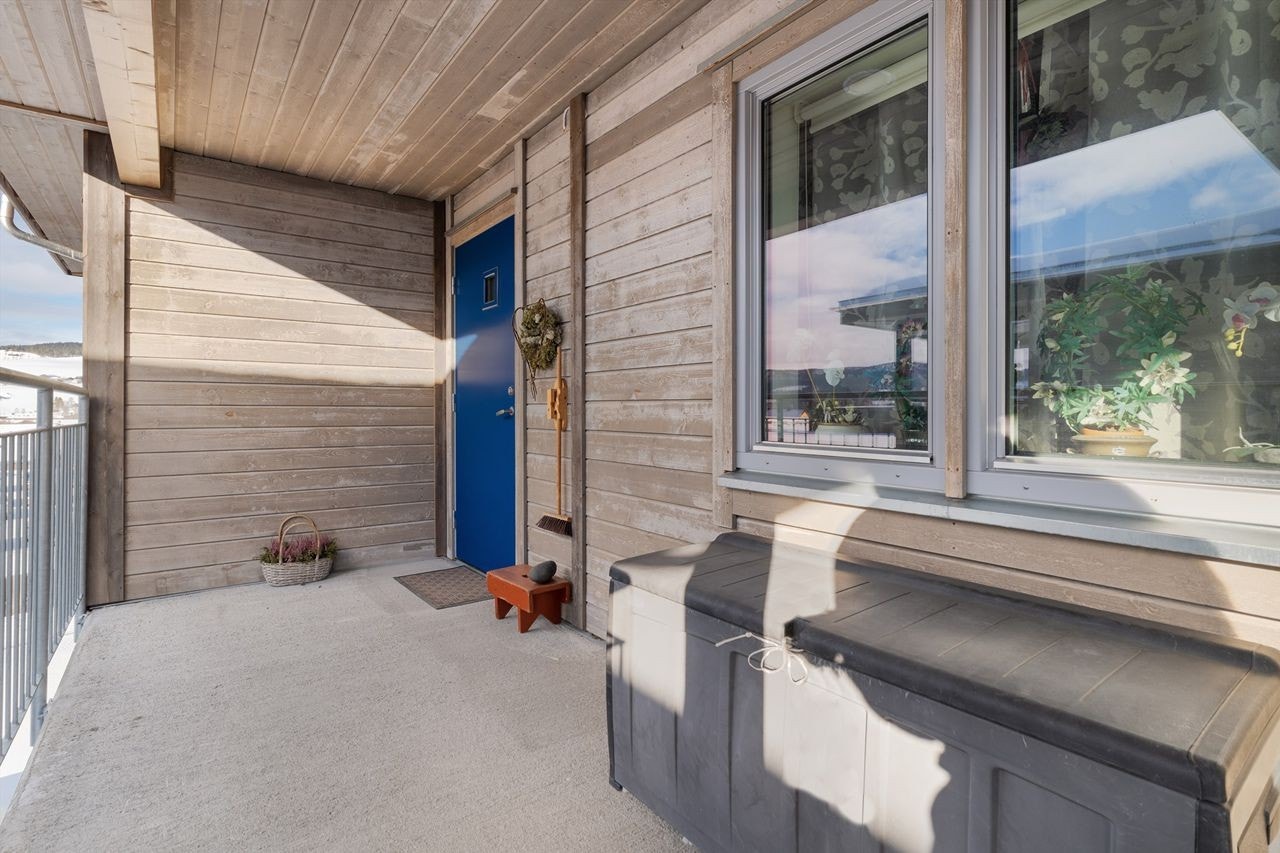 Romslig overbygget inngangsparti. Galleribilde