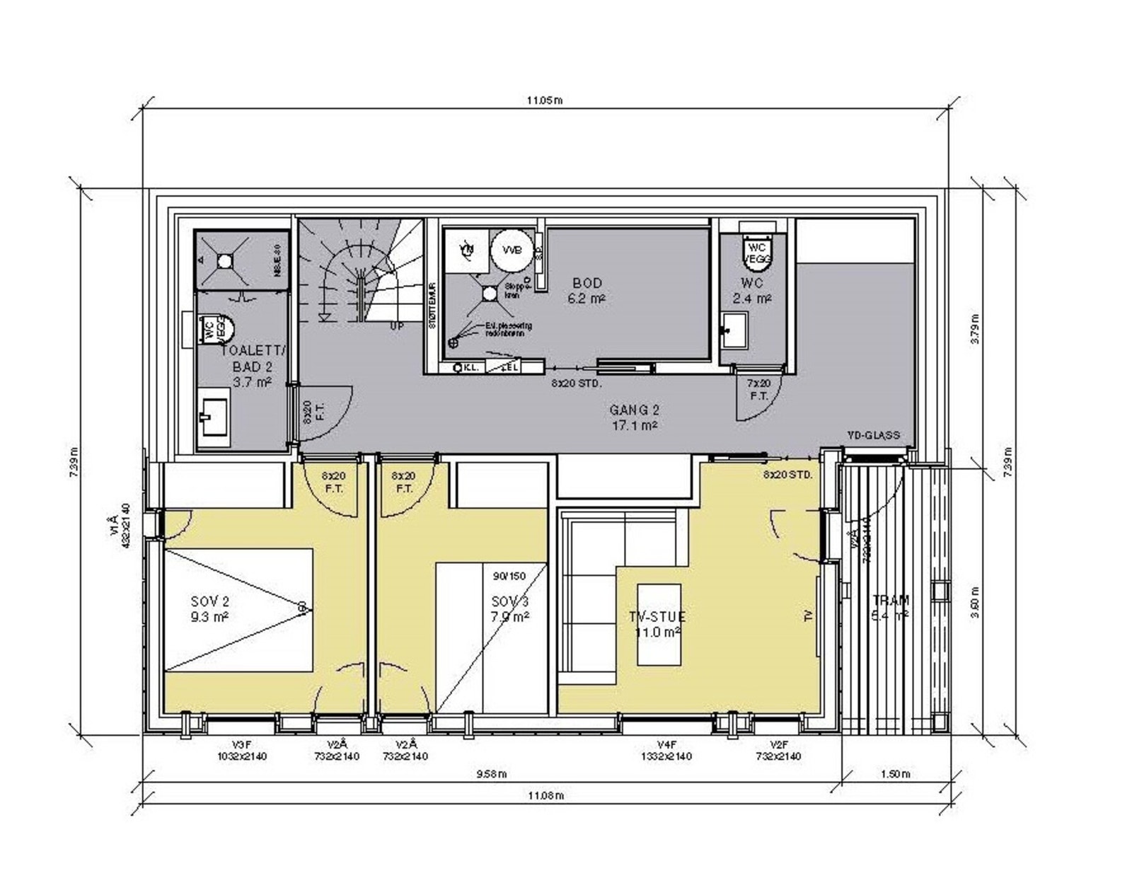Plantegning sokkeletasje Vy 18CTU Galleribilde
