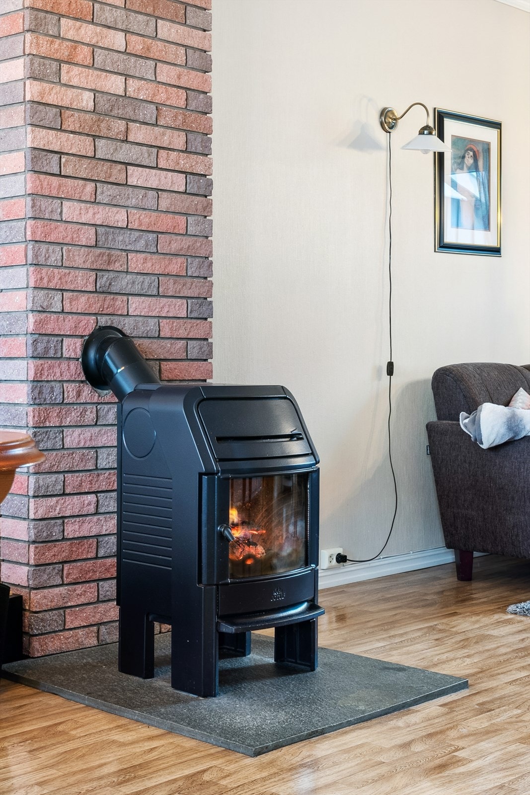 Effektiv vedovn i stuen. Galleribilde