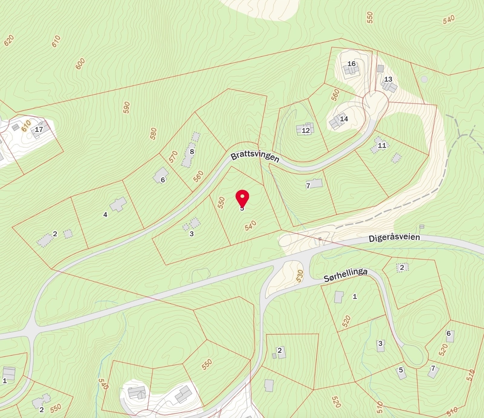 Kart med høydemeter. Galleribilde