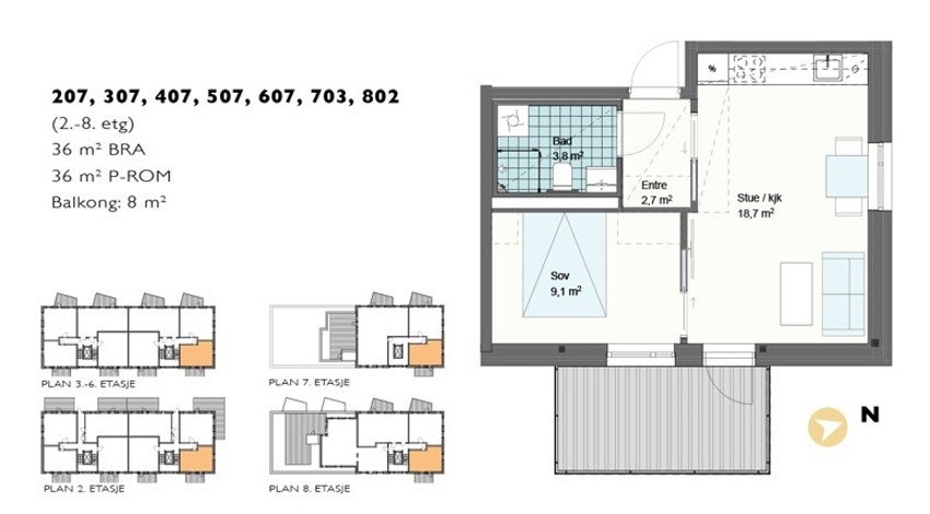 Plantegning leilighet G4-407. I tillegg medfølger 1 stk. sportsbod Galleribilde