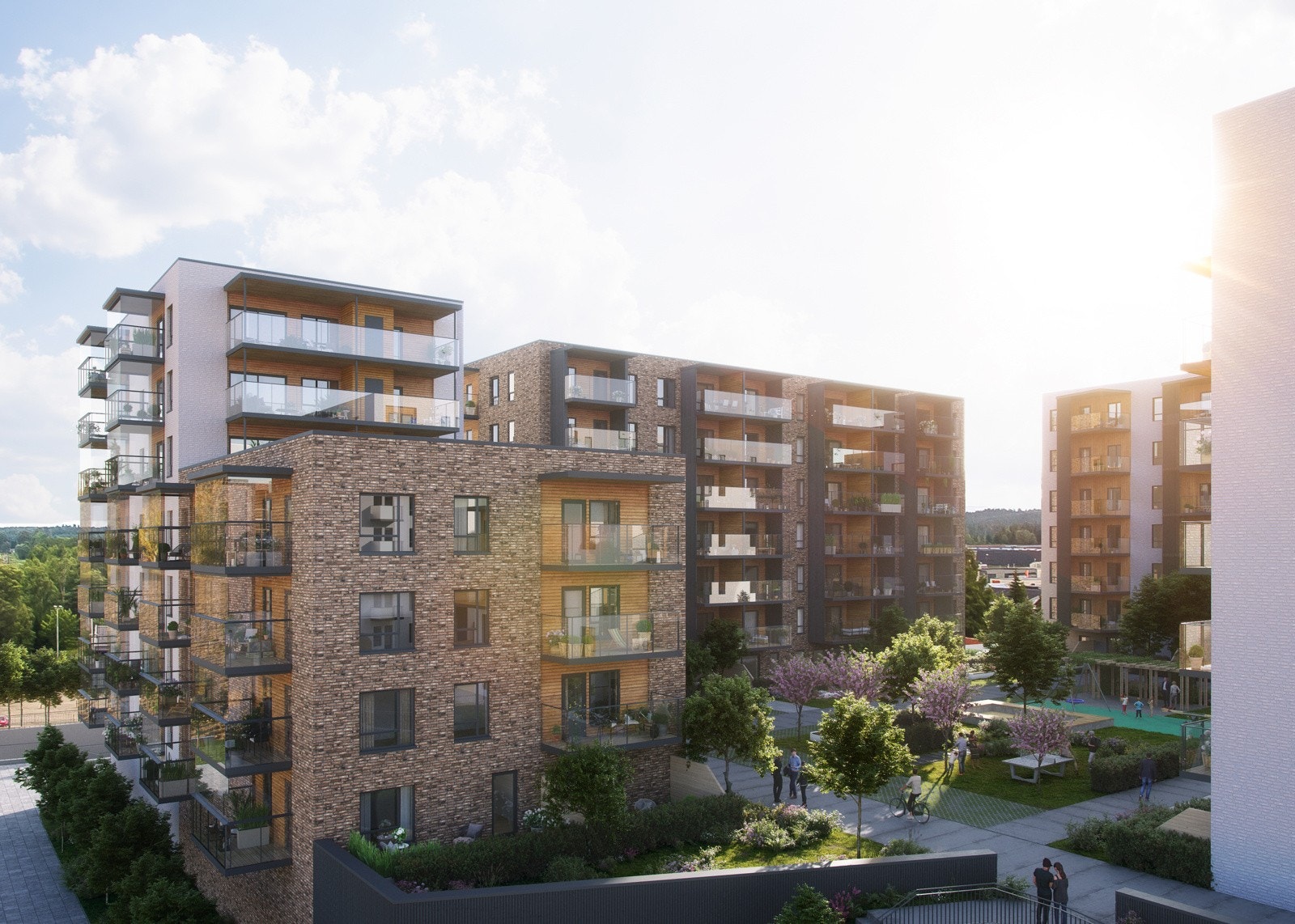 Saga Terrasse - moderne fasader og flott arkitektur. Kun ment som illustrasjon. Galleribilde